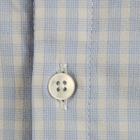 Mizzen + Main Medium Trim Fit Blue Plaid Long Sleeve Button Up Stretch USA Made - Picture 5 of 16